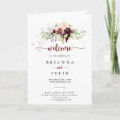 Eenvoudig kleurrijk Klassic Floral Folded Wedding Programma (Voorkant)