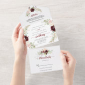 Eenvoudig kleurrijk Klassic Floral Wedding All In One Uitnodiging (Afscheurbaar)