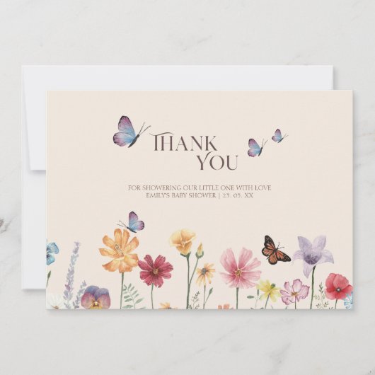 Eenvoudig kleurrijk Wildflower Baby shower Bedankkaart (Voorkant)