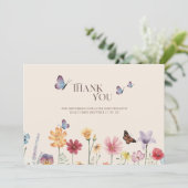 Eenvoudig kleurrijk Wildflower Baby shower Bedankkaart (Staand voorkant)