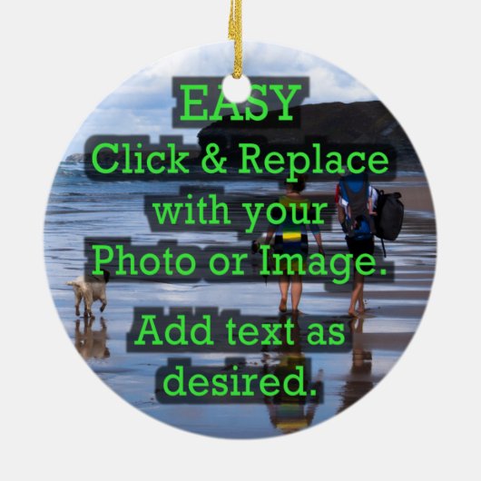 Eenvoudig klikken en Afbeelding vervangen om je ei Keramisch Ornament (Achterkant)