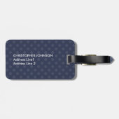 Eenvoudig koel blauw gestippeld monogram bagagelabel (Achterkant horizontaal)