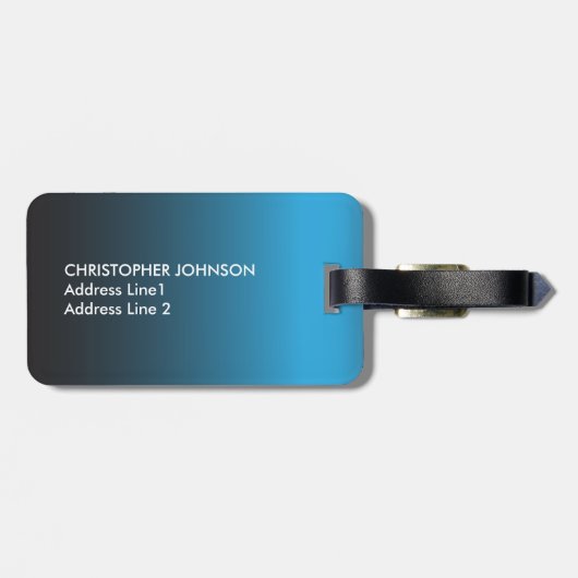 Eenvoudig Koel Blauw Ombre Monogram Bagagelabel (Achterkant horizontaal)