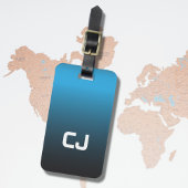 Eenvoudig Koel Blauw Ombre Monogram Bagagelabel