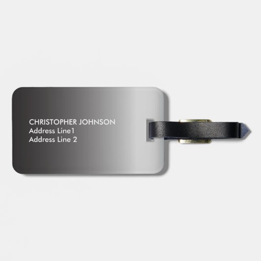 Eenvoudig Koel Grijs Wit Monogram Bagagelabel (Achterkant horizontaal)