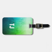 Eenvoudig koel, groen wit monogram bagagelabel (Voorkant horizontaal)