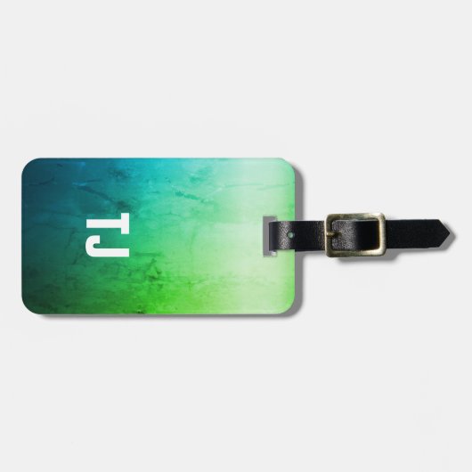 Eenvoudig koel, groen wit monogram bagagelabel (Voorkant horizontaal)