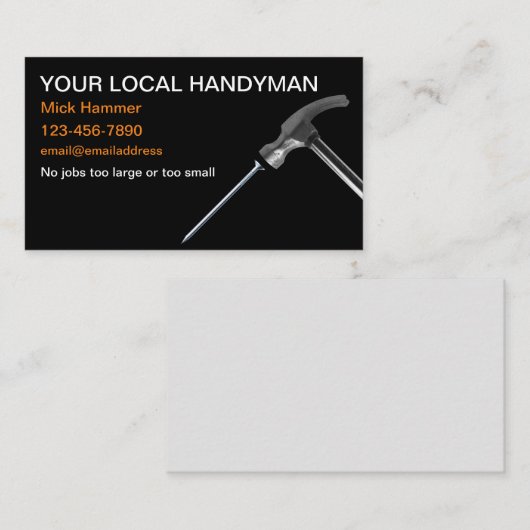 Eenvoudig Koel Handyman Thuisonderhoud Visitekaartje (Voorkant / Achterkant)