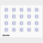 Eenvoudig Koninklijk Blauw Drieletter Monogram Ronde Sticker (Vel)