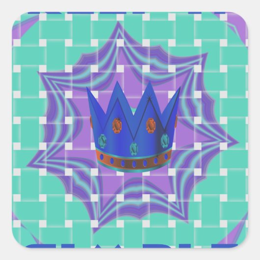 Eenvoudig koninklijk vierkante sticker (Voorkant)