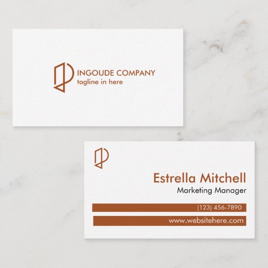 Eenvoudig Koper Bruin Modern Wit Professional Visitekaartje (Voorkant / Achterkant)