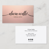 Eenvoudig Koper Roos Gouden Kalligrafie Script Bea Visitekaartje (Voorkant / Achterkant)