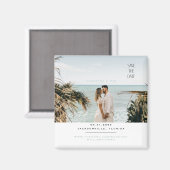 Eenvoudig koppel foto zeegroen save the date magneet (Voorkant / Achterkant)