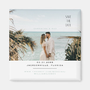 Eenvoudig koppel foto zeegroen save the date magneet