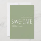 Eenvoudig Koppel Sage Modern Monogram Bewaar de Da Save The Date (Voorkant)