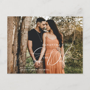 Eenvoudig Koppel Twee Foto Elegante Bewaar de Datu Briefkaart