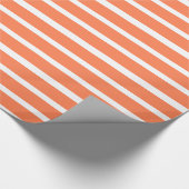 Eenvoudig koraal en witte strepen patroon cadeaupapier (Hoek)