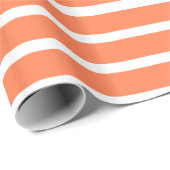 Eenvoudig koraal en witte strepen patroon cadeaupapier (Rol Hoek)