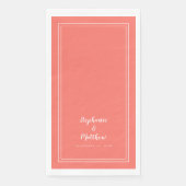 Eenvoudig koraal modern minimalistisch huwelijk servet (Voorkant)