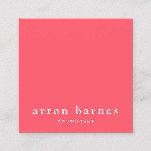 Eenvoudig koraal modern, professioneel minimalisti vierkante visitekaartje (Voorkant)