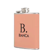 Eenvoudig koraal roze minimalistisch monogram heupfles (Links)