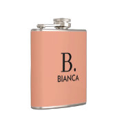 Eenvoudig koraal roze minimalistisch monogram heupfles (Rechts)