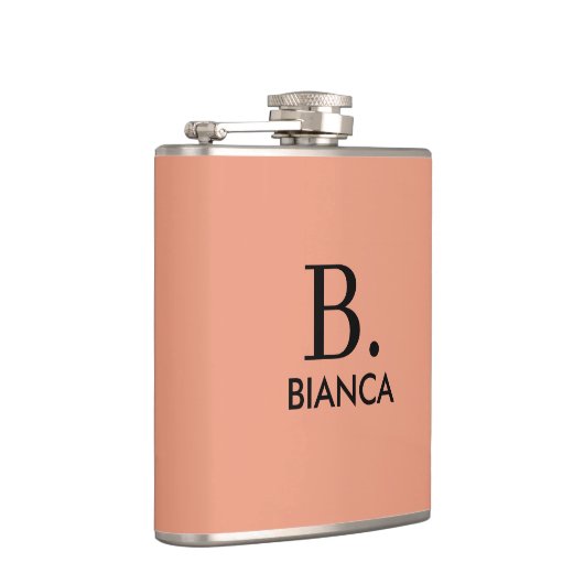 Eenvoudig koraal roze minimalistisch monogram heupfles (Rechts)