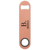 Eenvoudig koraal roze minimalistisch monogram speed flessenopener (Voorkant)