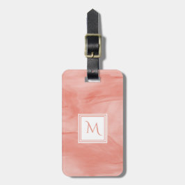 Eenvoudig koraal roze subtiel marmer modern monogr bagagelabel