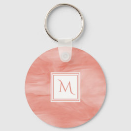 Eenvoudig koraal roze subtiel marmer modern monogr sleutelhanger