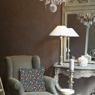 Eenvoudig koraal turguoise grijs Vlinderpatroon Kussen