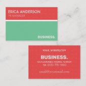 Eenvoudig koraalroze en mintgroen minimalistisch o visitekaartje (Voorkant / Achterkant)