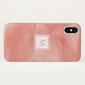 Eenvoudig koraalroze subtiele marmer moderne monog Case-Mate iPhone case (Achterkant (horizontaal))