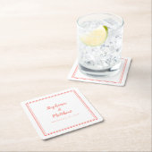 Eenvoudig koraalwit huwelijk Moderne Minimale Part Kartonnen Onderzetters (Insitu)