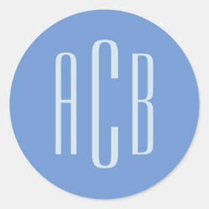 Eenvoudig korenbloemblauw drieletterig monogram ronde sticker