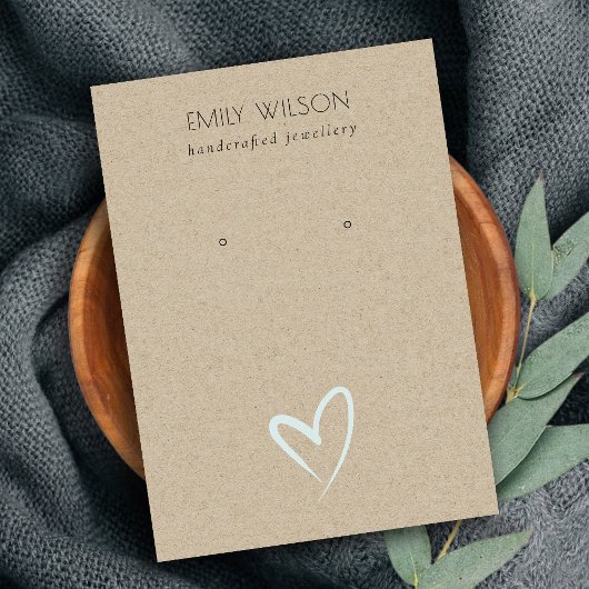 Eenvoudig Kraft Blue Heart Stud Earning Display Visitekaartje