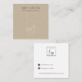 Eenvoudig Kraft Blush Heart Stud Earning Display Vierkante Visitekaartje (Voorkant / Achterkant)