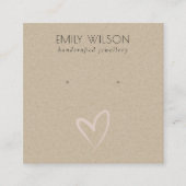 Eenvoudig Kraft Blush Heart Stud Earning Display Vierkante Visitekaartje (Voorkant)