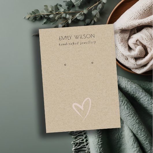 Eenvoudig Kraft Blush Heart Stud Earning Display Visitekaartje