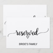 Eenvoudig Kraft Calligraphy Gereserveerd Bord Kaart (Voorkant / Achterkant)