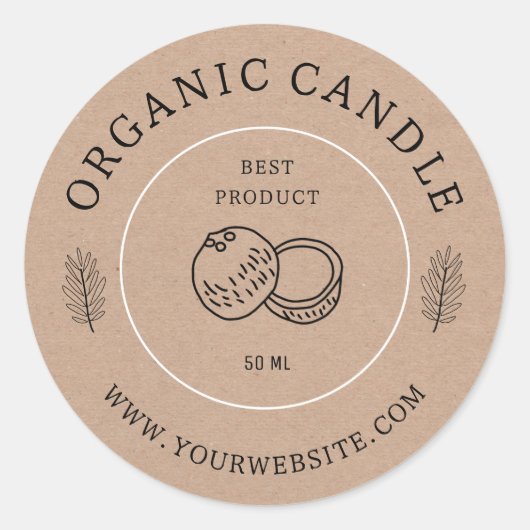 Eenvoudig Kraft Kaars Pakket Ronde Sticker (Voorkant)
