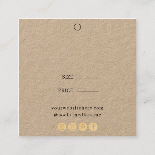 Eenvoudig Kraft Logo Sociale Media Prijskaartje Vierkante Visitekaartje (Achterkant)