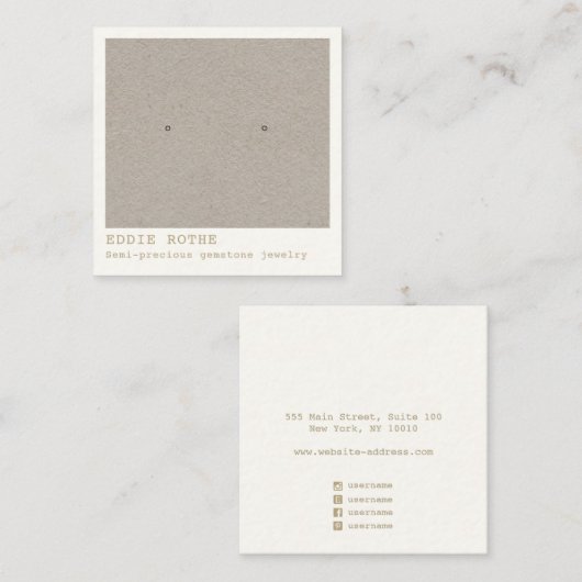 Eenvoudig Kraft met juwelenvertoning Vierkante Visitekaartje (Voorkant / Achterkant)