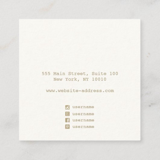 Eenvoudig Kraft met juwelenvertoning Vierkante Visitekaartje (Achterkant)