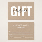 Eenvoudig Kraft-minimalistisch bedrijfscadeaucerti Visitekaartje (Voorkant /achterkant)