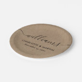 Eenvoudig Kraft Paper Elegant Modern Script Weddin Papieren Bordje (Gekanteld)