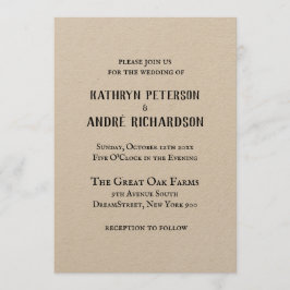 Eenvoudig  kraft type bruiloft kaart