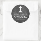 Eenvoudig krijtbord Eerste Heilige Communie Ronde Sticker (Tas)