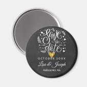 Eenvoudig krijtbord gouden hart Save the Date Magneet (Voorkant / Achterkant)