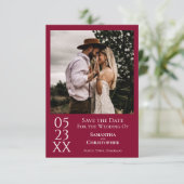 Eenvoudig kruid met rode, moderne minieme foto's save the date (Staand voorkant)